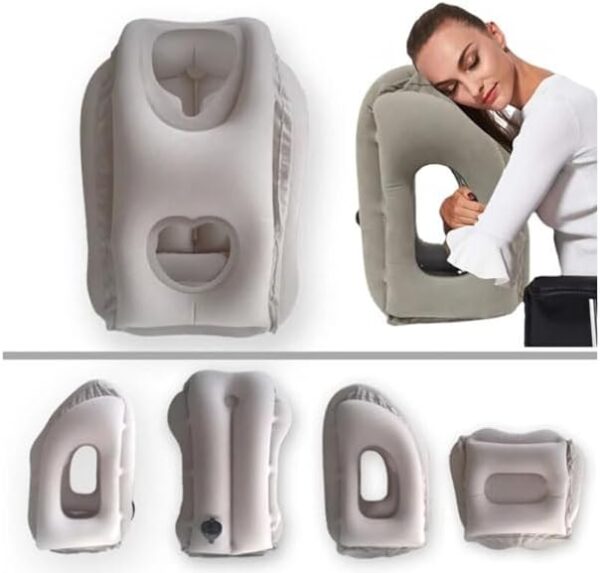 Inflatable Travel Pillow,Airplane Pillow,Used for Airplanes/Cars/Buses/Trains/Office Napping,Comfortably Support Head, Neck and Lumbar,Black - Image 3