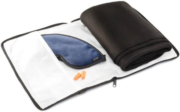 Lewis N. Clark Ultimate Comfort Set + Portable Travel Kit for Airplane, Includes Inflatable Pillow + Zippered Carrying Case, Cozy Fleece Blanket, Eye Mask for Sleeping & Foam Ear Plugs, Navy - Image 6